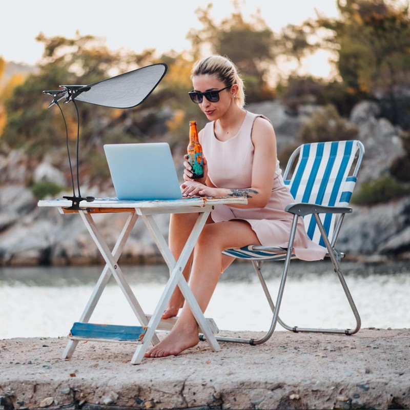 2pcs Laptop Sun Shade with Adjustable Clip Stand, Portable Working