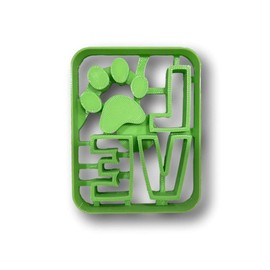 LOVE with dog paw Cookie Cutter