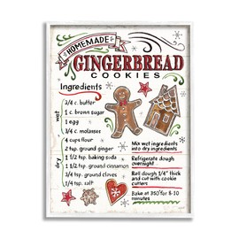 Stupell Industries Homemade Gingerbread Cookies Holiday Cooking Instructions, Designed by Anne Tavoletti White Framed Wall Art, 11 x 14