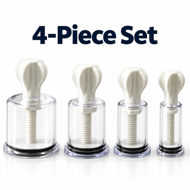 4-Piece Manual Vacuum Suction Cup Set for Body Massage –