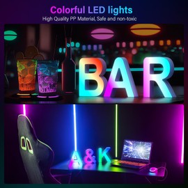 Light Up Letters Marquee - Music Sync RGB Color Changing LED Letter Lights for Girls Women Party Birthday Christmas Valentine's Day Wall Desktop Decoration (MRGB-S)