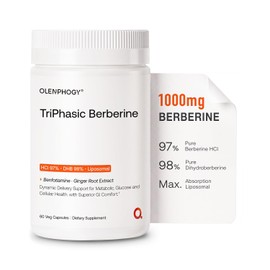 Berberine 1000mg, 9X Absorption Liposomal Berberine, Ultra Pure Dihydroberberine & Berberine HCl, Digestive-Friendly Berberine Supplement for Metabolic Support, Gut Balance,60 Veg Capsules