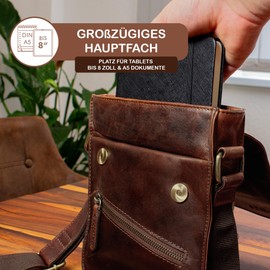 STILORD 'Steve' Small Men's Leather Shoulder Bag Vintage Shoulder Bag Men 8 Inch Tablet Bag Messenger Bag DIN A5 Genuine Leather, Florida - Brown, shoulder bag