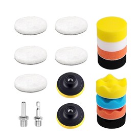 Wekuw 17 Stück Polierschwamm Auto Set, 80mm Polierschwämme Pads, Auto Polierpads, Polieraufsatz Winkelschleifer Polierschwamm Polierhaub Polierauflage, für Polieren, Schleifen, Wachsen