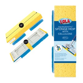 Lola Products Cellulose SqueezeMatic Butterfly Sponge Mop Refill, 9", Replacement Head, Floor Cleaning, Comparable w/Quickie Type S Sponge Mop Refill