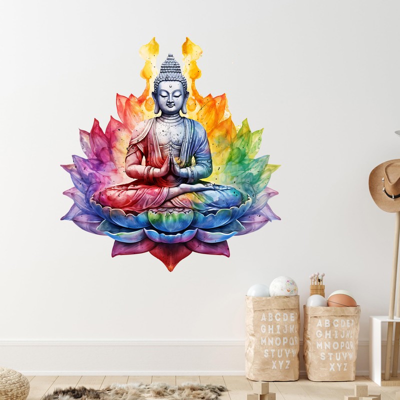 GRAZDesign Wall Tattoo Buddha Colourful Wall Sticker for Bedroom, Kitchen