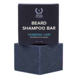 ZEUS Beard Shampoo Bar with Natural Oils, Hydrating Beard Soap for Face & Beard with Premium Natural Ingredients (3.5 oz) (Verbena Lime)