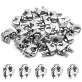 Kyuionty M4 3/16 Inch Stainless Steel Wire Rope Cable Clip Clamp, Wire Rope Clamp U Bolt Saddle Fastener, Pack of 20