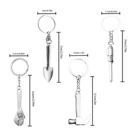 Yilceemy Pack of 4 Carpenter's Tool Keyrings, Key Chains, Wrench Tool Keyrings, Can Be Used as Backpack Decoration and Gift, silver
