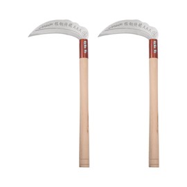 HARFINGTON 2pcs 6 Inch Brush Clearing Sickle with Forged Carbon Steel Blade and Wooden Plastic Handle, Billhook Machete Knife for Gardening, Camping, Land Management, Outdoor
