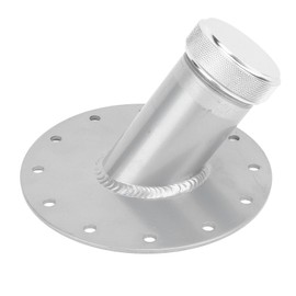 45 Degree Fuel Cell Filler Neck, 1.5in Inner Diameter Filler Neck with 12 Bolt Steel Base Aluminum Cap, Flange Fuel Cell Filler Neck Filler Neck Cap (Silver)
