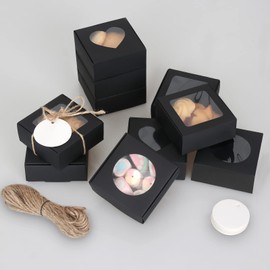 COTOPHER Soap Box, 30Pcs Small Soap Packaging Boxes 2.8x2.8x1.2 Inch Mini Kraft Boxes with Window Soap Boxes for Homemade Soap Candy Chocolate Bakery Cookies Soap Packaging