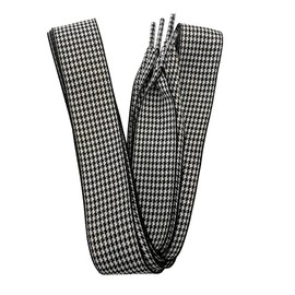 2 Pair 1 Inch Wide Ribbon Shoelaces Fabric Nylon Plaid Checkered Shoe Laces 47Inch No.29 Black
