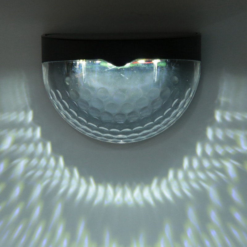 4Pcs Outdoor Waterproof Semicircle 6LED Solar Power Wall Lamp Black