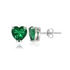 Sterling Silver Created Emerald 5mm Heart Stud Earrings