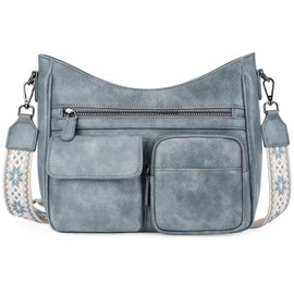 VIMUTI Crossbody Purses for Women Trendy,Multi Pocket Women's Crossbody Bag, Vegan Leather Shoulder Handbags Travel Purse (Blue)