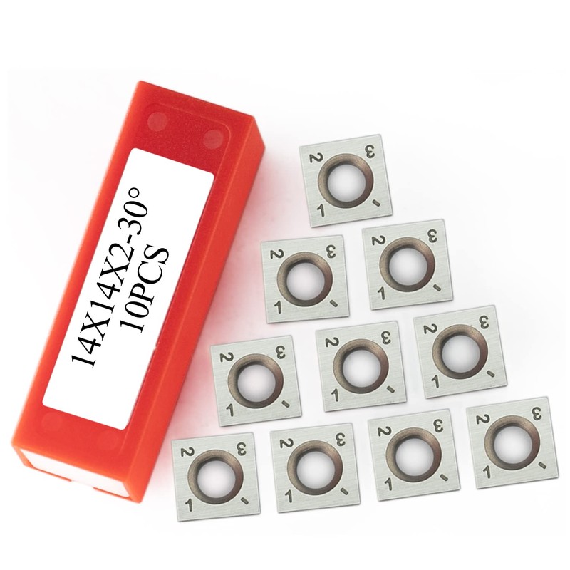 14mm Square Carbide Inserts Cutters Knives Blades 14×14×2.0mm-30°for Woodworking Spiral/Helical