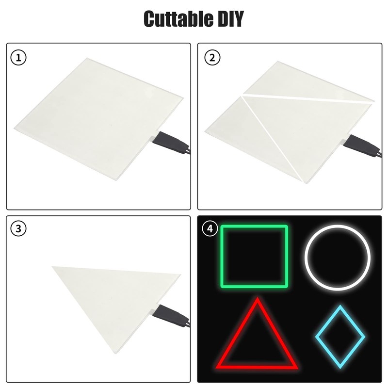 jose2015 Electroluminescent Panel 10x10CM,Cuttable DIY Electroluminescent El Panel Light,3 Modes