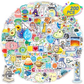 HomSeon 200PCS Science Stickers Chemistry Biology Physics Stickers for Students Kids Natural Science Class Teachers Laboratory Decor Water Bottles Laptop Science Party Gifts Prize Bulk