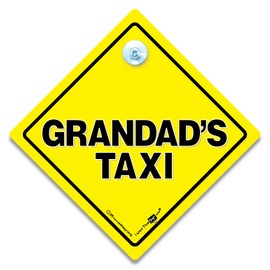 Grandad's Taxi Sign Pink Taxi, Grandad's Taxi Car Sign, Grandad's Taxi Sign, Pink London Black Taxi Cab Sign, Black Cab Taxi Sign For Grandads, Elderly Driver Sign 14cm x 14cm