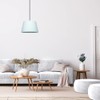 Traditional 8 Inch Duck Egg Linen Fabric Drum Table/Pendant Lamp