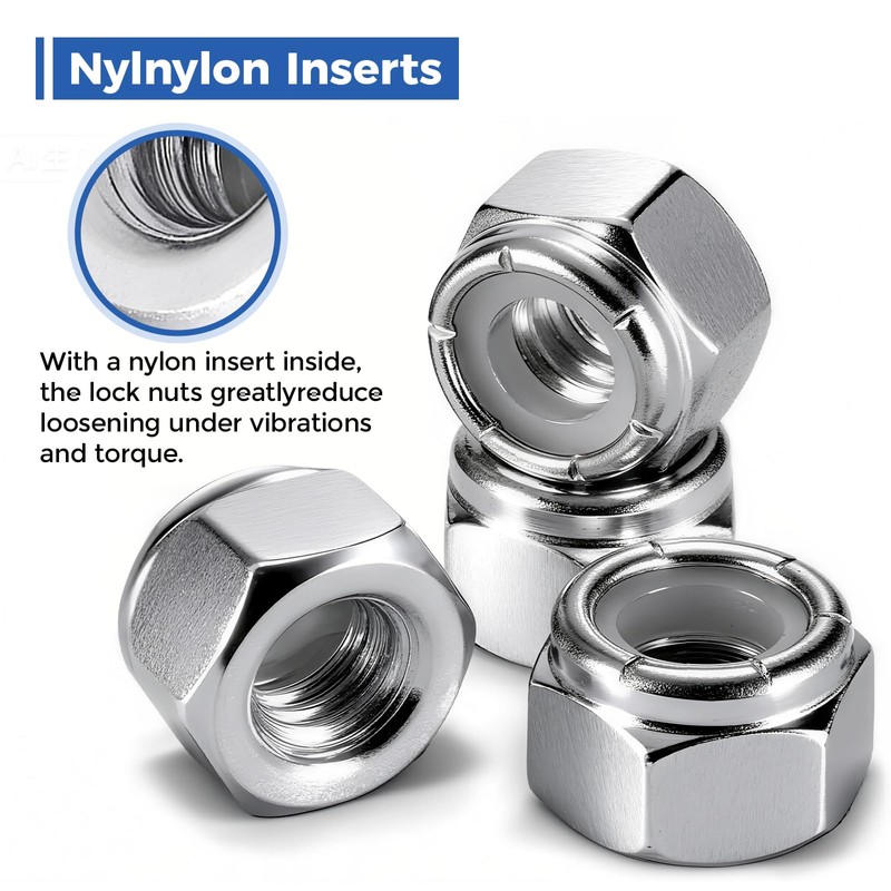 Wiewotsu 100 Pack 1/4"-20 Inch Lock Nuts, Premium Paterial Nylon
