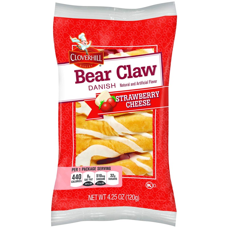 Cloverhill Strawberry Bear Claws | Individually Packaged | 12 Pack