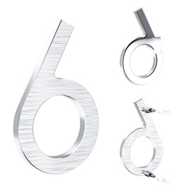 5 Inch Self Adhesive House Numbers, Address Numbers for House, Modern Metal Anti-Rust Weatherproof Home Number for House, Silver Mailbox Numbers for Outdoor Garage Gate Office Apartments Room (6/9)