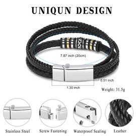 Oinsi Leather Cremation Bracelet for Ashes Urn Bangle Bracelet for Women Men Keepsake Memorial Stainless Steel Cuff Bracelet(20cm)