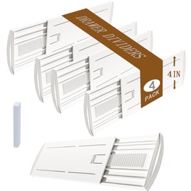 SPEREELER 4 Pack Adjustable Drawer Dividers for Clothes,3.9" High Expandable From 13-22" Drawer Organizers, PC Plastic Separators for Dresser/Bedroom/Bathroom/Kitchen/Fridge/Office Storage