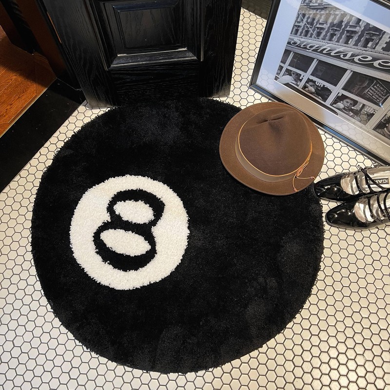 8 Ball Rug, 24inch Cool Rugs for Bedroom Men,Unique Circle