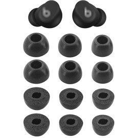 Rqker Foam Eartips Compatible with Beats Solo Earbuds, 6 Pairs S/M/L Sizes Anti Slip Soft Memory Foam Earbuds Tips Ear Tips Replacement, Compatible with Beats Solo Buds Black 6 Pairs