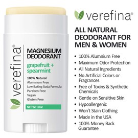 Verefina Aluminum Free Deodorant For Men & Women | All Natural | Hypoallergenic | Paraben Free | Non Toxic | Cruelty Free | Vegan | Natural Deodorant For Sensitive Skin | 3 Oz Stick