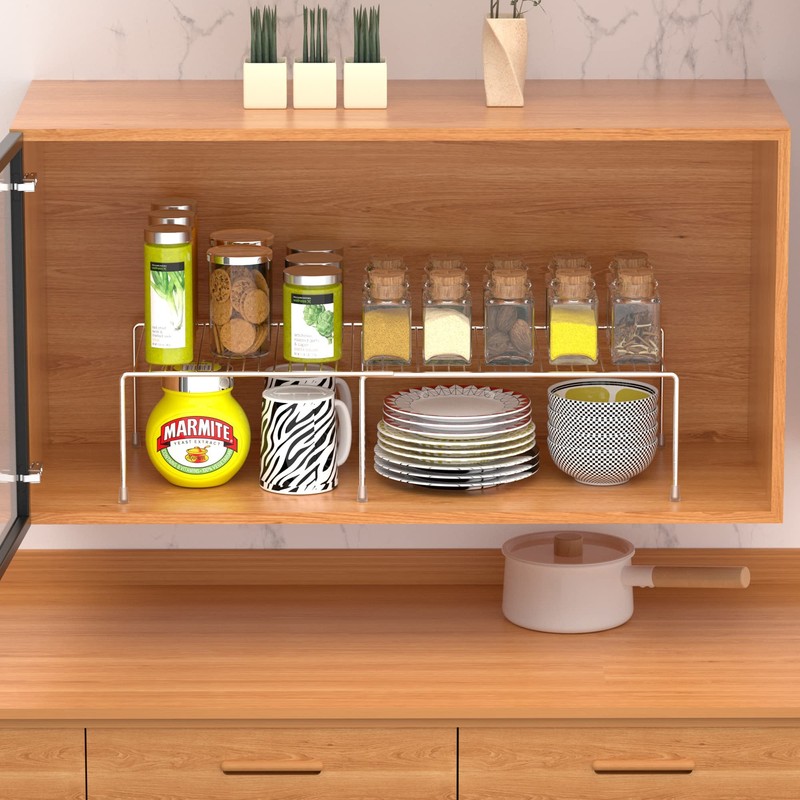 Redrubbit Cabinet Storage Shelf Rack, Expandable Metal Rustproof Kitchen Counter