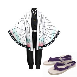 OURUEPY Full Set Womens Anime Cosplay Costume For Kochou Shinobu Party Role Costume Kimono Outfit Including Shoes Wig Sword