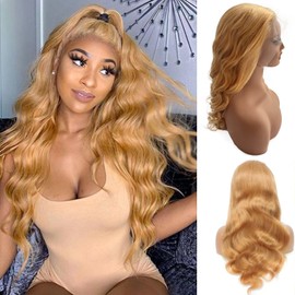 13x4 Lace Front Wigs Human Hair for Women 180% Density HD Transparent 24Inch Straight Lace Frontal Wigs Human Hair Pre Plucked Glueless Lace Frontal Wigs Honey Blonde Wigs (#Honey Blonde,24Inch)