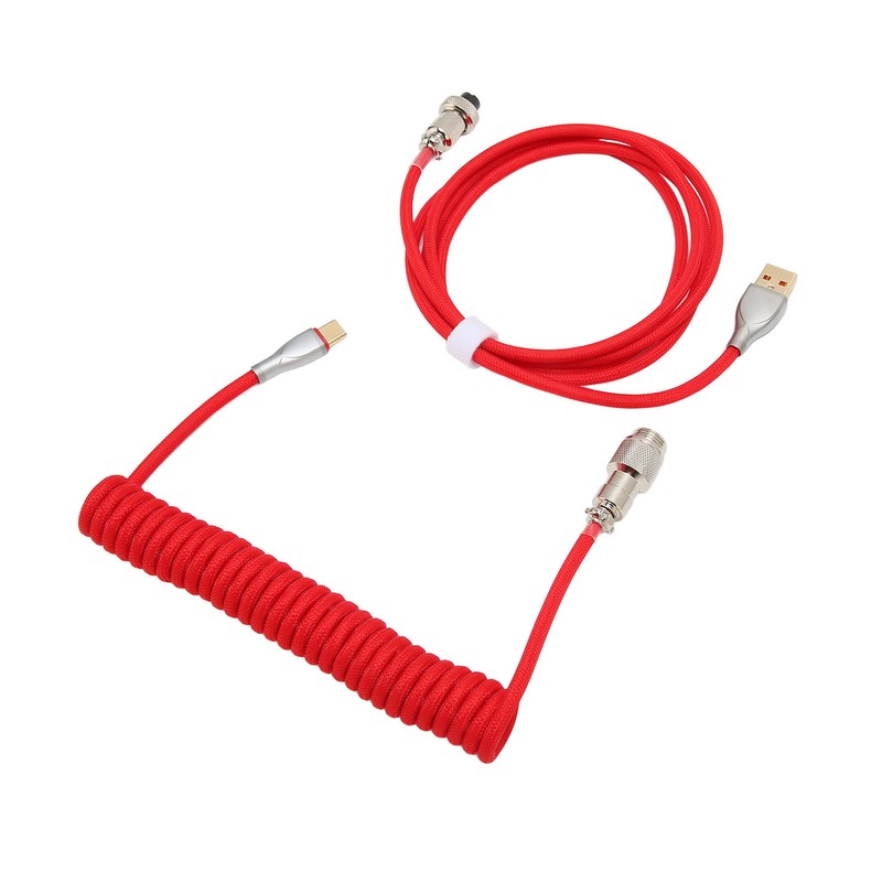 Mechanical Keyboard Cable Double Sleeve Custom Coiled with Detachable Metal
