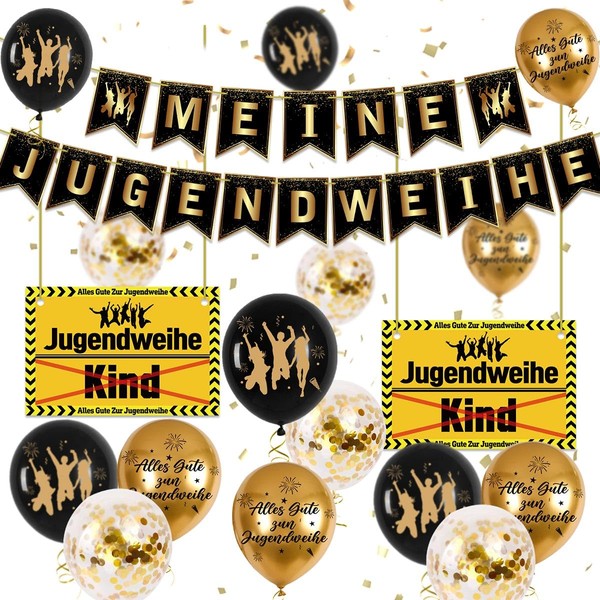 Jugendweihe Deko, Jugendweihe 2025 Deko Schwarz Gold Junge Mädchen, Alles