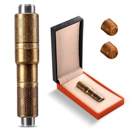 Hancigar Cigar Punch Portable Retro Engraved Double Size Hole Opener Cutter(Brown)