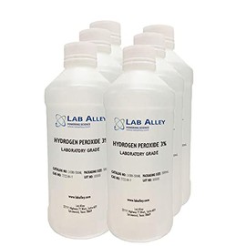 Lab Alley Hydrogen Peroxide 3% Lab Grade, for Kitchen, Bath, Laundry, Home and Garden - 3 Liters (Pack of 6 x 500mL Bottles)