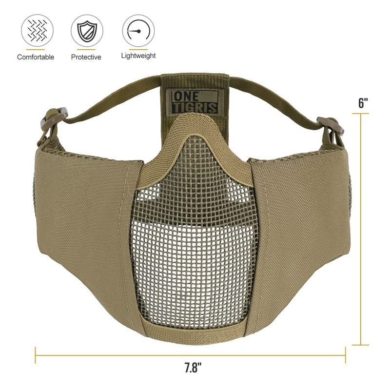 OneTigris 6" Foldable Half Face Mesh Mask with Ear Protection,
