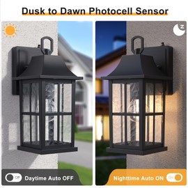Lawyettle Modern Outdoor Light Fixture 2 Pack, Dusk to Dawn Outdoor Lighting, Exterior Wall Sconce Waterproof Porch Light, Outside Light for House, Garage, Patio, Black