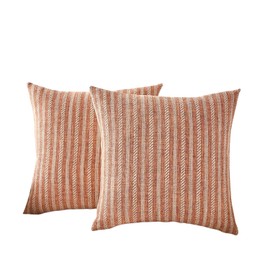 amokk Boho Throw Pillow Covers 18x18 Inch Set of 2 Rustic Striped Decorative Square Pillowcase for Couch Bedroom Living Room (Rsuty Red)