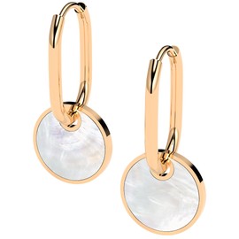 THIORA Women's Earrings - 'Pearl Oasis' | Hoop Earrings | Pearl Earrings | Premium Stainless Steel | Mother of Pearl Plate | Circle, Stainless Steel, Nacre