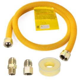 JUWO 48" Dryer Gas Line for Stove, Water Heater, 5/8" OD Stainless Steel Gas Hose Connector Kit with 1/2" FIP & 1/2" MIP Fittings, Short Distance Connection