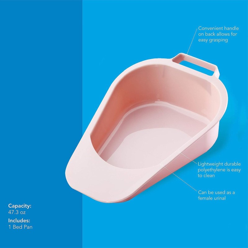 Carex Fracture Bed Pan with 47.3 oz Capacity, Portable Bed