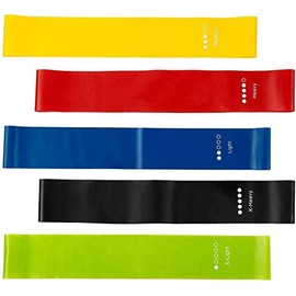Bandas de Resistencia, Látex Natural Bandas Elasticas para Ejercicio Set con 5 Ligas de Resistencia multifuncionales Uso para Gym, Pilates, Yoga y en Casa