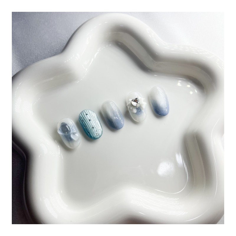 [Handmade Nail Tips] Aurora Gradient Magnetic Gel - Round /