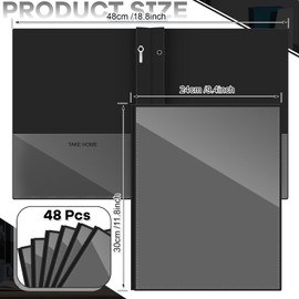 Henoyso 48 Pcs Plastic Folders with Clear Front Pocket and 3 Prong Take Home Plastic 2 Pocket Folder Back to School for Students Parent Teacher Communication for School Office (Black)