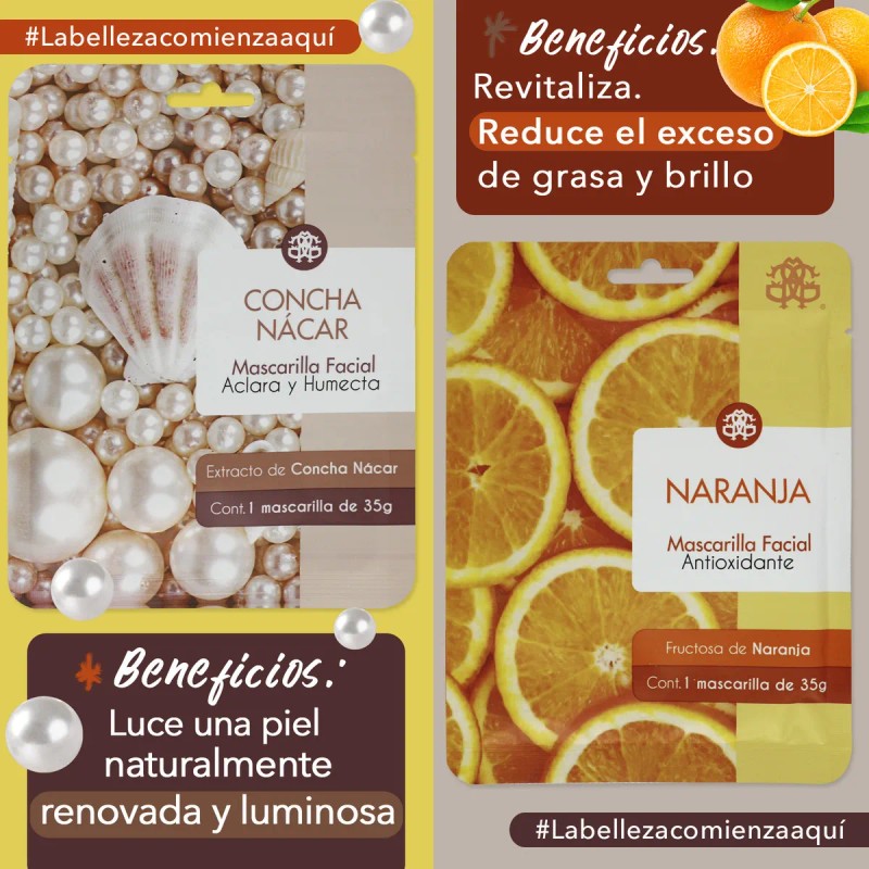 Set 10 Mascarilla Facial Frutal Hidratante Cuidado Piel Tipo De